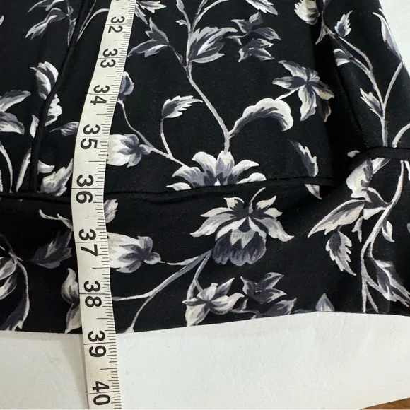 J. Jill Black & White Floral Midi Dress w/Pockets Long Sleeve Medium - Picture 6 of 11